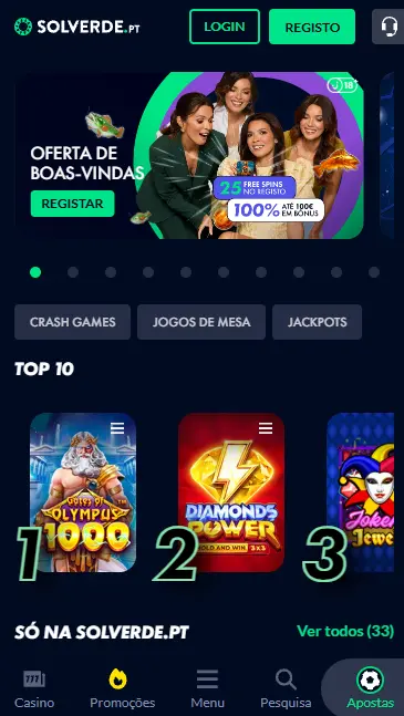 Diferenças entre a aplicação CASINO SOLVERDE
